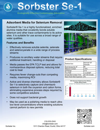 Sorbster Media Se-1 product bulletin PDF