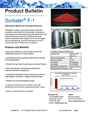 Sorbster Media - Fluoride F-1 product bulletin PDF