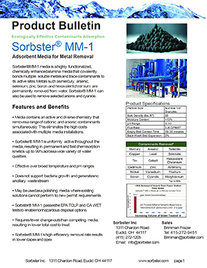 Sorbster Media Multi-Metal MM-1 product bulletin PDF